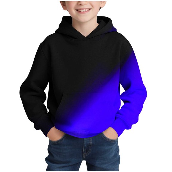 Atogsazn Kids Boys Oversized Hoodies Children Casual Gradient Fleece Long Sleeve Pullover Sweatshirt Fall Winter Tops 03-Blue 3-4 Years Fashion