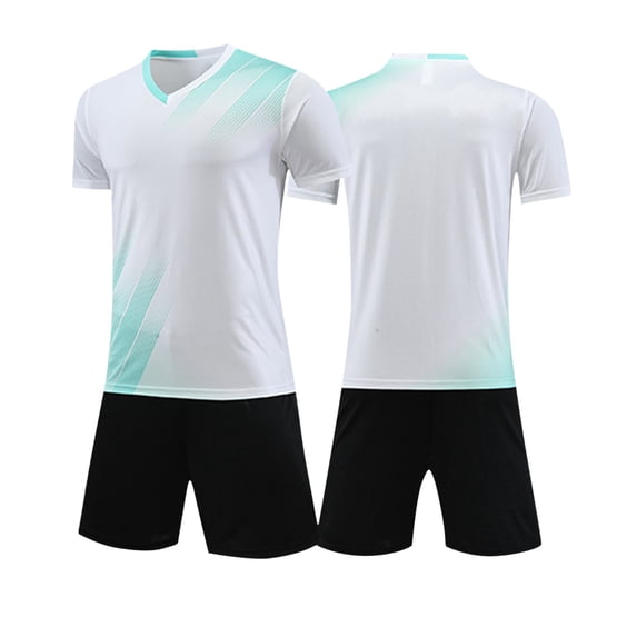 Atogsazn Kids Boys Summer Track Suit Childrens Athletic Soccer Jersey and Shorts Set Quick Dry Training Outfit 02-White 4-5 Years Fashion