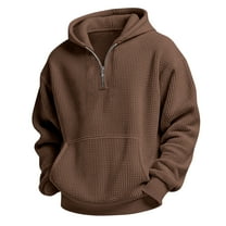 Atogsazn Kids Boys Waffle 1/4 Zip Hoodies Children Long Sleeve Pullover Sweatshirt Outfit Outerwear Brown 4-5 Years Fashion