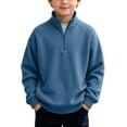 thumbnail image 1 of Atogsazn Kids Boys Waffle Sweatshirts Childrens Half Zip Long Sleeve Sweater Pullove Loose Fit Tops Navy 7-8 Years Fashion, 1 of 9