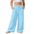 thumbnail image 1 of Atogsazn Kids Boys Wide Leg Sweatpants Childrens Casual Drawstring Elastic Waisted Pant with Pocket Teen Trendy Blue 13-14 Years Fashion, 1 of 9