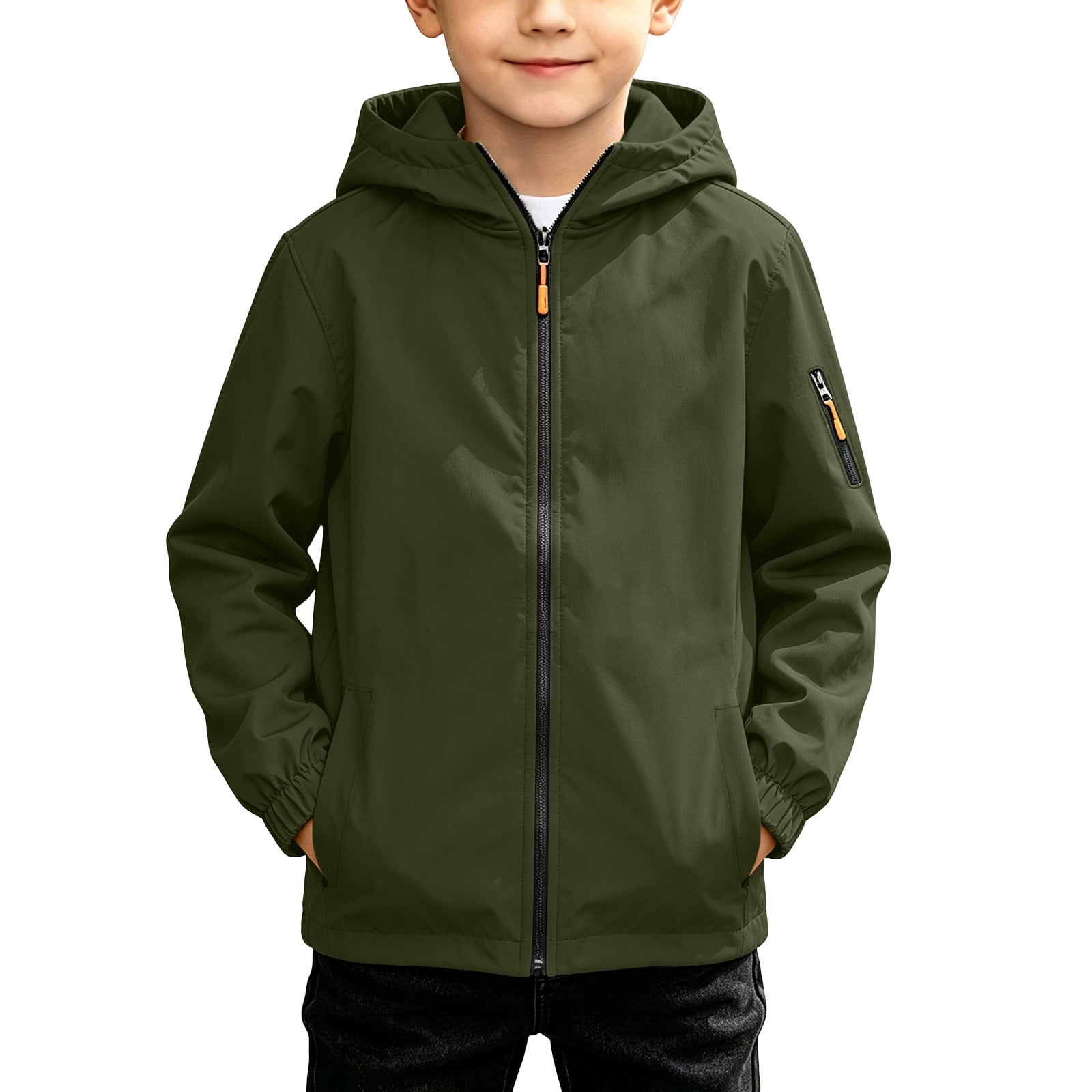 Atogsazn Kids Boys Windproof Raincoat Childrens Casual Full Zip Long ...