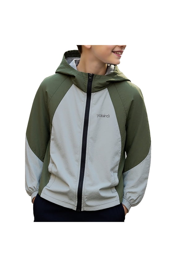 Kids Boys Zip Up Rain Jacket Childrens Casual Lightweight Long Sleeve Jacket Windbreaker Tops Clothes Dark Gray 12-13 Years Fashion