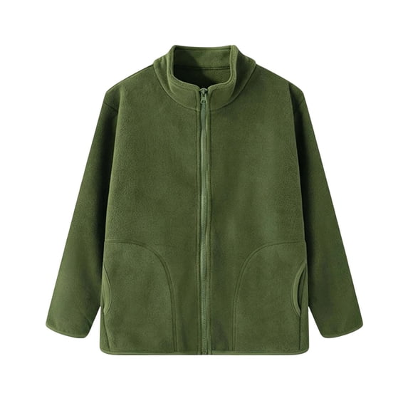 Atogsazn Kids BoysFull Zip Fleece Jacket Childrens Sherpa Long Sleeve Coat Fall Winter Tops Clothes Army Green 3-4 Years Fashion