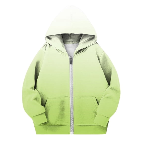 Atogsazn Kids Girl Fleece Lined Sweatshirt Children Casual Gradient Full Zip Long Sleeve Sweatshirts Clothing 02-Green 4-5 Years Fashion