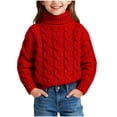 thumbnail image 1 of Atogsazn Kids Girl Knitted Sweater Winter Turtleneck Long Sleeve Sweaters Thick Warm Clothes Tops Outerwear Outfit 01-Red 6-7 Years Fashion, 1 of 6