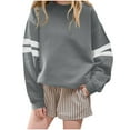 thumbnail image 1 of Atogsazn Kids Girl Oversized Hoodies Casual Striped Long Sleeve Pullover Sweatshirt Fall Relaxed Fit Clothing Tops 01-Gray 13-14Years Fashion, 1 of 6