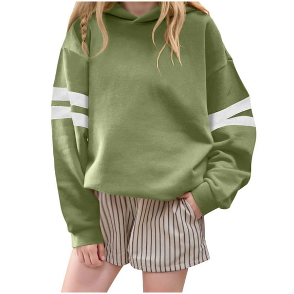 Atogsazn Kids Girl Oversized Sweatshirt Casual Striped Long Sleeve Pullover Sweater Fall Relaxed Fit Clothing Tops 02-Mint Green 13-14Years Fashion
