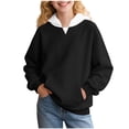 thumbnail image 1 of Atogsazn Kids Girl's Oversized Hoodies Long Sleeve Pullover Sweatshirt with Hooded Baggy Tops Outfit Fall Winter Clothes 01-Black 5-6 Years, 1 of 8