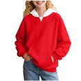 thumbnail image 1 of Atogsazn Kids Girl's Oversized Hoodies Long Sleeve Pullover Sweatshirt with Hooded Baggy Tops Outfit Fall Winter Clothes 01-Red 7-8 Years, 1 of 8