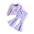 thumbnail image 1 of Atogsazn Kids Girls 2 Piece Clothes Set Childrens Casual Mesh Sleeve Blazers Jacket Pants Outfit Tops Outerwear Purple 8-9 Years Fashion, 1 of 3