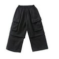 thumbnail image 1 of Atogsazn Kids Girls Baggy Cargo Sweatpant Children's Casual Lightweight Windbreaker Pants with Pocket Jogger Trousers Black 9-10 Years Fashion, 1 of 5