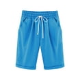 thumbnail image 1 of Atogsazn Kids Girls Bermuda Shorts Wide Leg Summer Knee Length Elastic Waist Short Pants for Children with Pocket Blue 9-10Years Fashion, 1 of 9