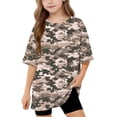 thumbnail image 1 of Atogsazn Kids Girls Camouflage Oversized Tshirt Children Casual Baggy Short Sleeve Pullover T-shirt Loose Fit Tee Tops Brown 8-9 Years Fashion, 1 of 9