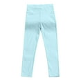 thumbnail image 1 of Atogsazn Kids Girls Elastic Waistband Solid Color Skinny Long Pants with Pockets Casual Outdoor Leggings Light Blue 7-8 Years, 1 of 5
