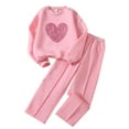 thumbnail image 1 of Atogsazn Kids Girls Fall Clothes Set Children Print Long Sleeve Pullover Sweatshirt and Pants 2 Piece Outfit Clothes Hot Pink 12-13 Years on Clearance, 1 of 9