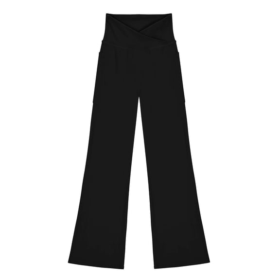 Atogsazn Kids Girls Flare Leg Legging Pant Children Stretchy Yoga High Waisted Leggings Gym Biker Slim Fit Pants Black 6-7 Years Fashion