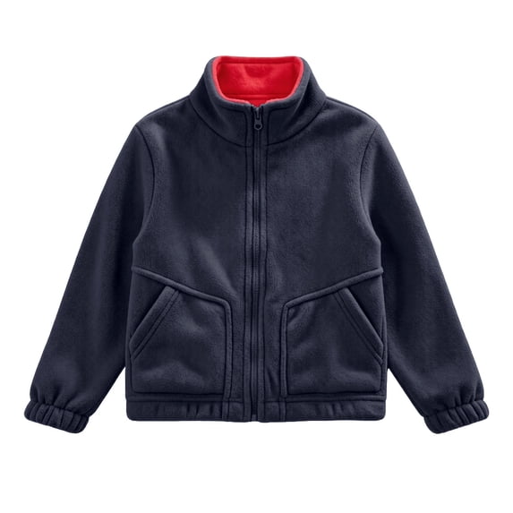 Atogsazn Kids Girls Fleece Jacket Childrens Casual Sherpa Full Zip Long Sleeve Coat Winter Warm Tops Clothes Navy 7-8 Years Fashion