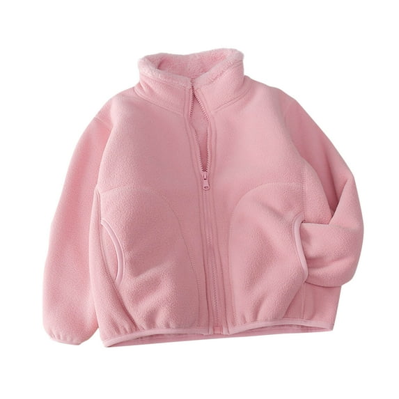 Atogsazn Kids Girls Fleece Jacket Zip Up Long Sleeve Jackets Fuzzy Fall Winter Outerwear Clothing Tops 02-Pink 11-12Years Fashion