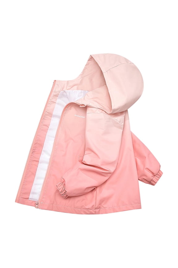 Kids Girls Fleece Lined Jacket Children's Zip Up Long Sleeve Hooded Jackets Lightweight Winderbreaker Coat 03-Pink 7-8 Years