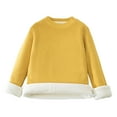 thumbnail image 1 of Atogsazn Kids Girls Fleece Lined Sweatshirt Children Long Sleeve Pullover Sweatshirts Fall Winter Tops Clothing 02-Yellow 3-4 Years Fashion, 1 of 7