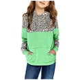 thumbnail image 1 of Atogsazn Kids Girls Fleece Pullover Hoodies Cute Leopard Printed Hooded Sweatshirts Fall Winter Clothes with Pockets Green 5-6 Years, 1 of 4