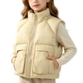 thumbnail image 1 of Atogsazn Kids Girls Full Zip Puffer Vest Childrens Casual Windproof Sleeveless Tank Tops Winter Warm Tops Yellow 2-3 Years Fashion, 1 of 5