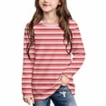 thumbnail image 1 of Atogsazn Kids Girls Gradient Striped Shirts Childrens Casual Long Sleeve Pullover Tops Fall Winter Blouse Red 13-14 Years Fashion, 1 of 9