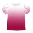 thumbnail image 1 of Atogsazn Kids Girls Gradient T-shirt Casual Summer Puff Sleeve Pullover Loose Fit Tshirt Basic Tee Tops Hot Pink 14-15 Years Fashion, 1 of 8