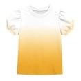 thumbnail image 1 of Atogsazn Kids Girls Gradient T-shirt Casual Summer Puff Sleeve Pullover Loose Fit Tshirt Basic Tee Tops Yellow 8-9 Years Fashion, 1 of 8