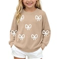 thumbnail image 1 of Atogsazn Kids Girls Knitted Sweater Childrens Casual Long Sleeve Pullover Sweaters Fall Winter Tops Clothes Khaki 5-6 Years Fashion, 1 of 7