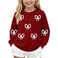 thumbnail image 1 of Atogsazn Kids Girls Knitted Sweater Childrens Casual Long Sleeve Pullover Sweaters Fall Winter Tops Clothes Wine 13-14 Years Fashion, 1 of 7