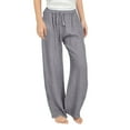 thumbnail image 1 of Atogsazn Kids Girls Linen Pants Children Dressy Casual Wide Leg Drawstring Sweatpant with Pocket Trouser Gray 4-5 Years Fashion, 1 of 8