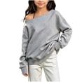 thumbnail image 1 of Atogsazn Kids Girls Off Shoulder Sweatshirt Childrens Casual Loose Long Sleeve Pullover Tops Fall Winter Sweater Gray 7-8 Years Fashion, 1 of 8