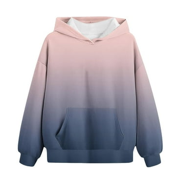Atogsazn Kids Girls Ovesized Hoodies Children Gradient Loose Fleece Long Sleeve Hooded Sweatshirt Fall Winter Clothes Fashion E-Gray 2-3 Years on Clearance