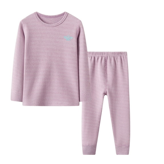 Atogsazn Kids Girls Pajamas Set Children Casual Long Sleeve Tops Pants Outfit Sleepwear Underwear Pjs Clothing 03-Purple 15-16 Years Fashion