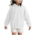 thumbnail image 1 of Atogsazn Kids Girls Sherpa Hoodies Children Fuzzy Fleece Long Sleeve Jacket Thick Warm Winter Coat Clothing Tops 01-White 12-13 Years Fashion, 1 of 6
