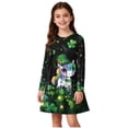 thumbnail image 1 of Atogsazn Kids Girls St. Patrick's Day Dress Childrens Casual Long Sleeve Ruffle Dresses A Lined Dress Outfit Black 9-10 Years Fashion, 1 of 6
