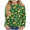 thumbnail image 1 of Atogsazn Kids Girls St. Patrick's Day Shirt Children Crewneck Long Sleeve Blouse Pullover Outfit Tops T-shirt Blue 4-5 Years Fashion, 1 of 5