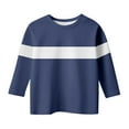 thumbnail image 1 of Atogsazn Kids Girls Striped Tshirtr Children Boys Long Sleeve Pullover T-shirt Loose Fit Tops Summer Clothing Outerwear 01-Navy 9-10 Years Fashion, 1 of 5