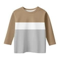 thumbnail image 1 of Atogsazn Kids Girls Striped Tshirtr Children Boys Long Sleeve Pullover T-shirt Loose Fit Tops Summer Clothing Outerwear 02-Khaki 11-12 Years Fashion, 1 of 5