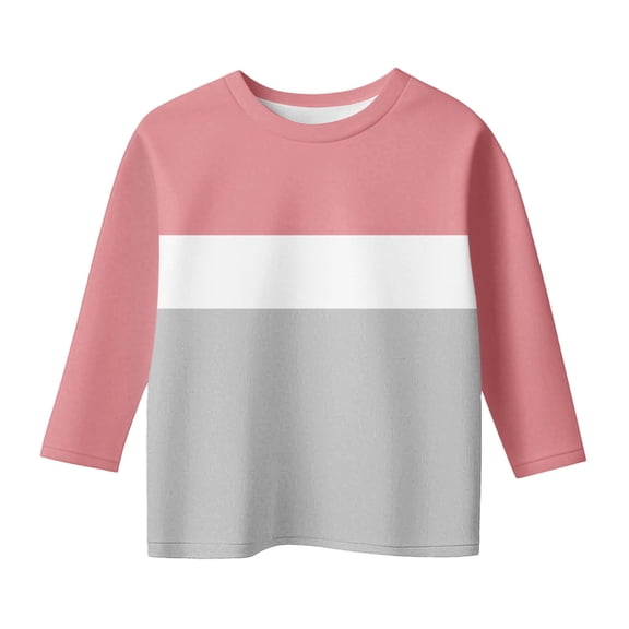 Atogsazn Kids Girls Striped Tshirtr Children Boys Long Sleeve Pullover T-shirt Loose Fit Tops Summer Clothing Outerwear 02-Pink 4-5 Years Fashion