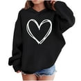thumbnail image 1 of Atogsazn Kids Girls Valentines Day Hoodies Children Casual Hearts Long Sleeve Pullover Sweatshirt Fleece Outfit Outerwear Tops 04-Black 3-4 Years Fashion, 1 of 8