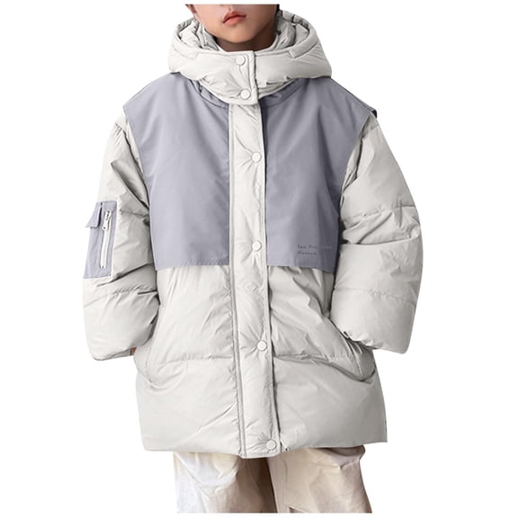 Atogsazn Kids Girls Winter Puffer Jacket Children Full Zip Long Sleeve Thick Warm Coat Outerwear Outfit Clothing 04-Gray 5-6 Years Fashion