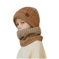 thumbnail image 1 of Atogsazn Kids Winter Beanie Hat Scarf Set Warm Knit Hat Soft Neck Warmer Set for Boys Girls Children's Fleece Lined Set 03-Brown Free Size, 1 of 1