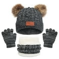 thumbnail image 1 of Atogsazn Kids Winter Hat Scarf Set Boys Girls Toddler Warm Knitted Hat Fleece Lined Neck Warmer Mittens Set A-Black Free Size, 1 of 4