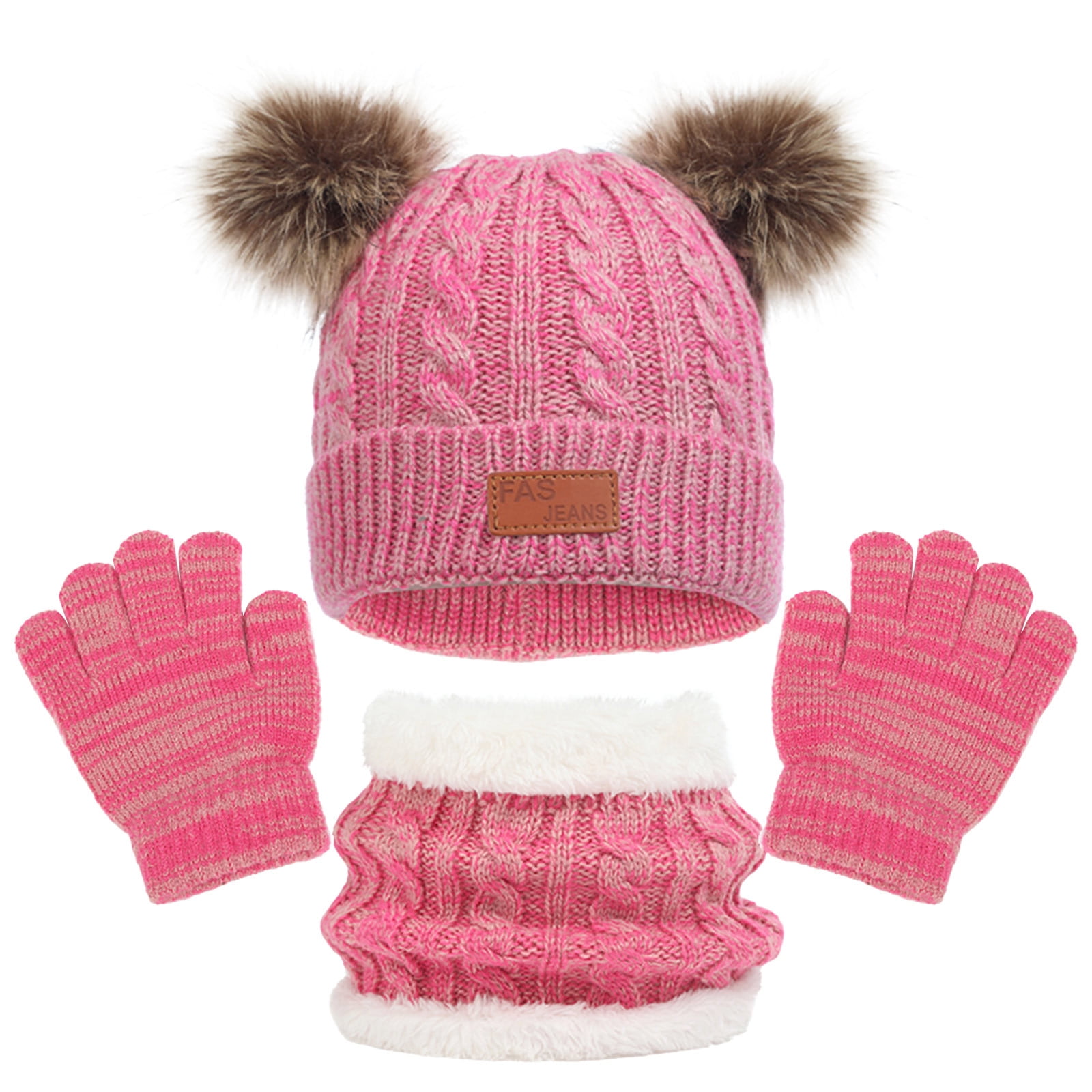 Winter hats and scarf plush warm kids winter hat set for childrens