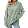 thumbnail image 1 of Atogsazn Knitted Hoodies for Women Drawstring Long Sleeve Pullover Sweatshirt Workout Sweater with Pocket Fall Clothing Mint Green S Fashion, 1 of 6