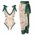 thumbnail image 1 of Atogsazn Lace Up Swimsuit for Women 2024 Fashion Printed Swimsuit Two-Piece Bathing Suit with Cover Up Long Skirt Green XL on Clearance, 1 of 4