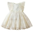 thumbnail image 1 of Atogsazn Little Girls Lace Birthday Dress Kids Ruffle Sleeveless Princess Dresses Wedding Fashion Clothes A-Beige 2-3 Years, 1 of 1